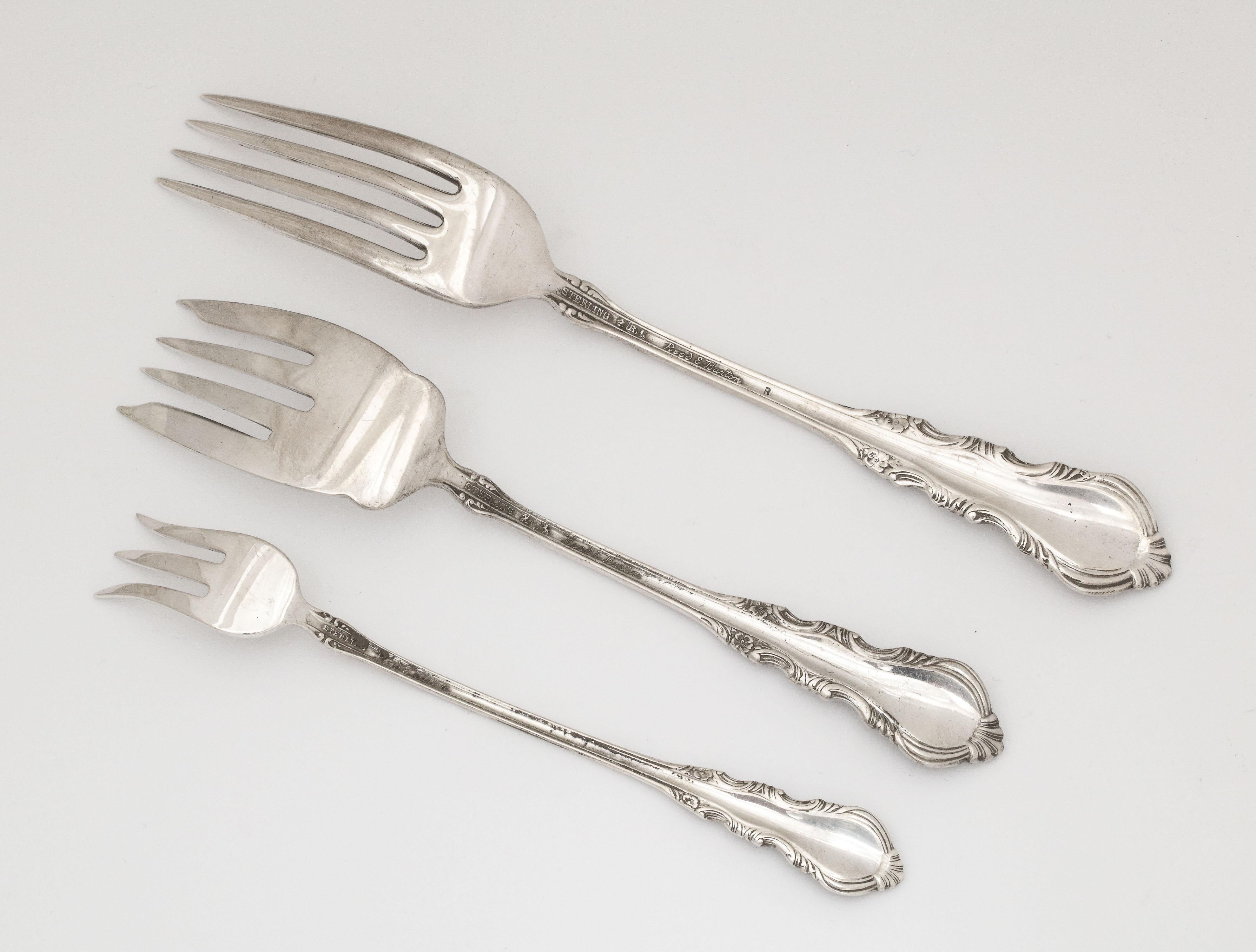 Victorian Sterling Silver Flatware Set by Reed and Barton, Georgian Rose Pattern