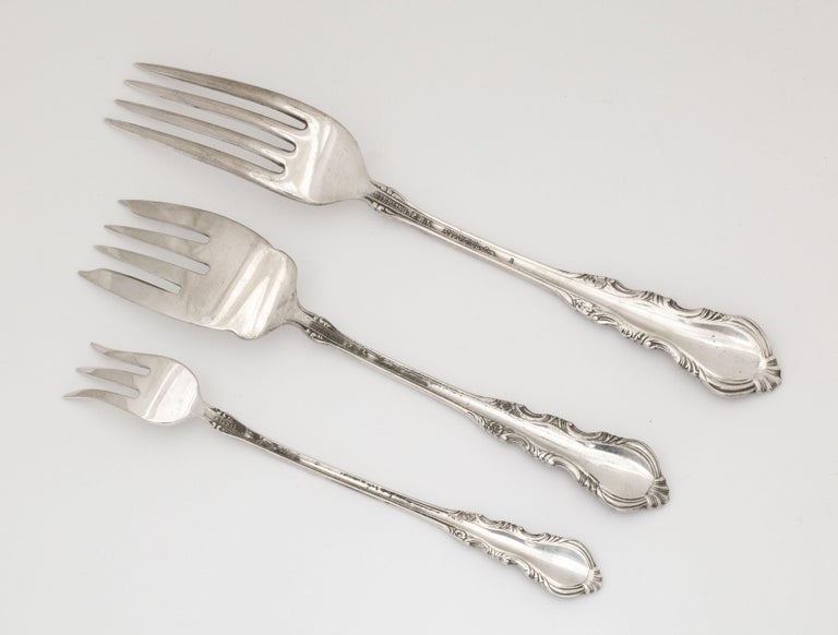 American Sterling Silver Flatware Set by Reed and Barton, Georgian Rose Pattern For Sale