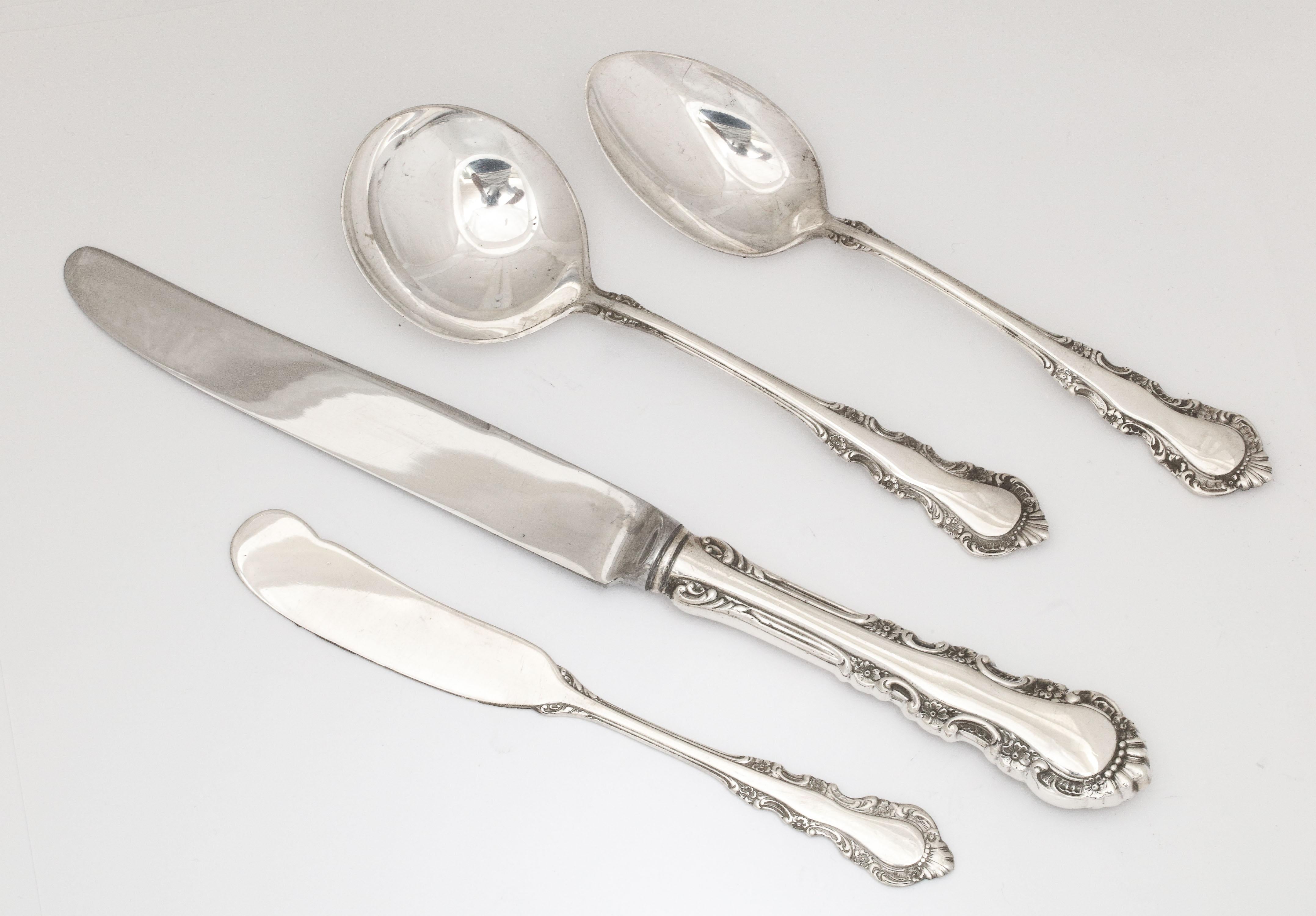 Sterling Silver Flatware Set by Reed and Barton, Georgian Rose Pattern 1