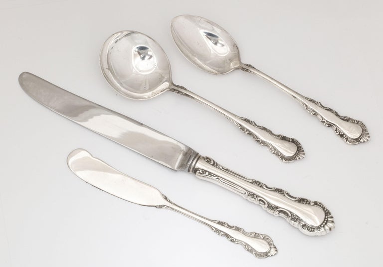 Sterling Silver Flatware Set by Reed and Barton, Georgian Rose Pattern For Sale 2