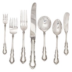 Sterling Silver Flatware Set by Reed and Barton, Georgian Rose Pattern