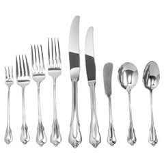 Vintage Sterling Silver Flatware Set Grand Colonial Patented in 1942 by Wallace, 9 Place