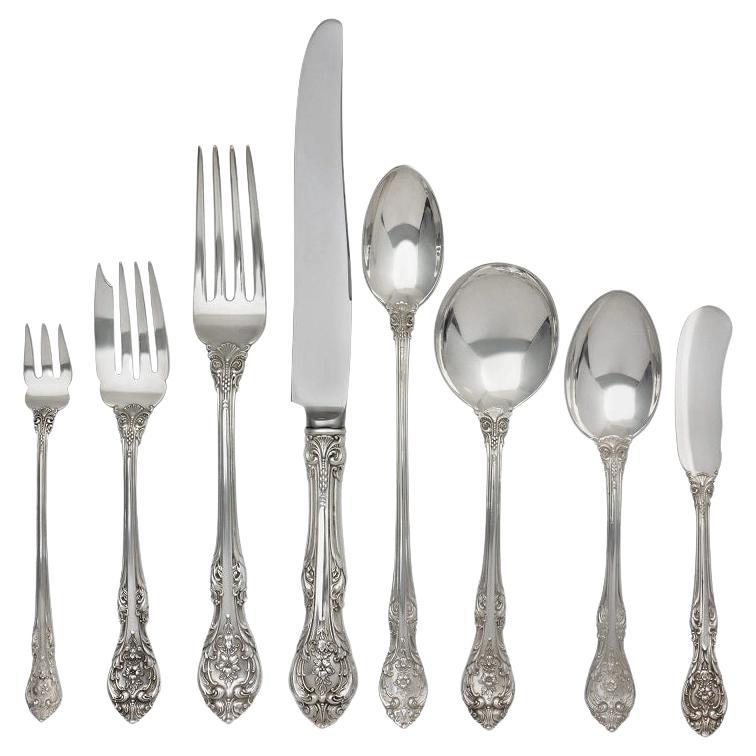 Sterling Silver Flatware Set King Edward Patented in 1936 by Gorham- 8 Place Set For Sale