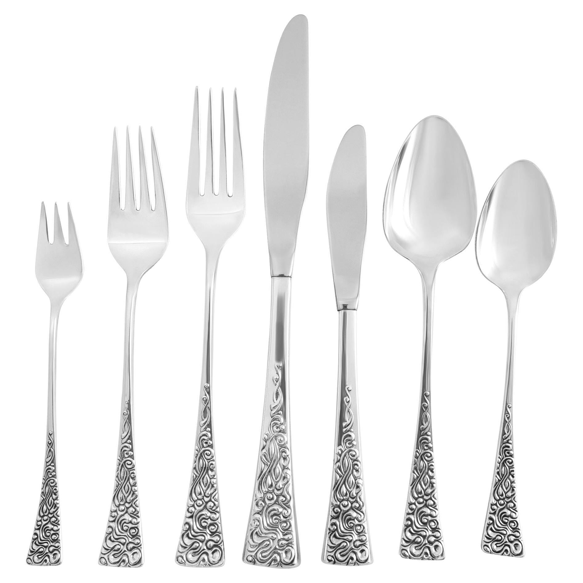 Sterling Silver Flatware Set Tapestry by Reed & Barton, Patented in 1964- 7