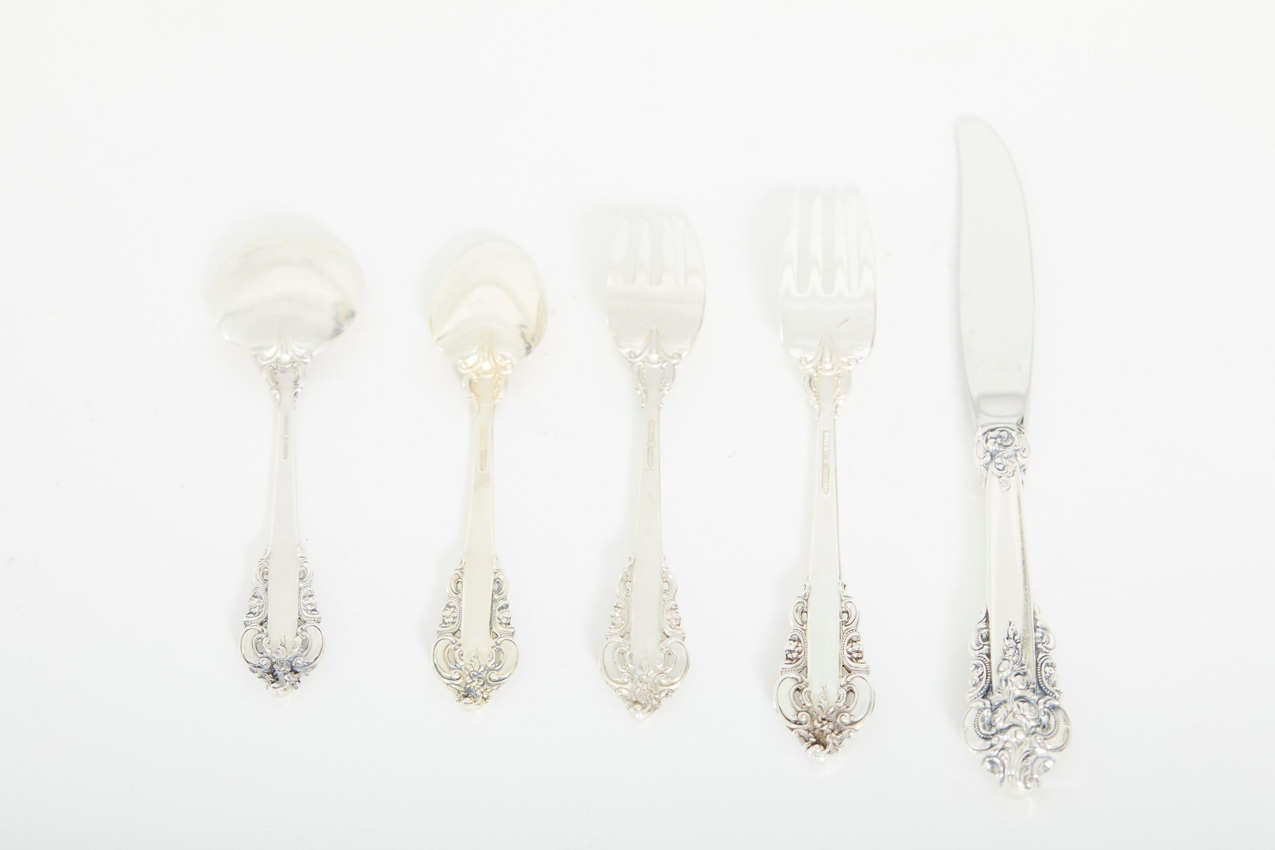 Sterling Silver Flatware / Tableware Service for 24 People For Sale 2