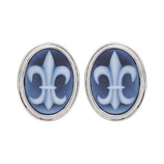 Sterling Silver Fleur-de-Lis Agate Cameo Cufflinks by Vaibhav Dhadda