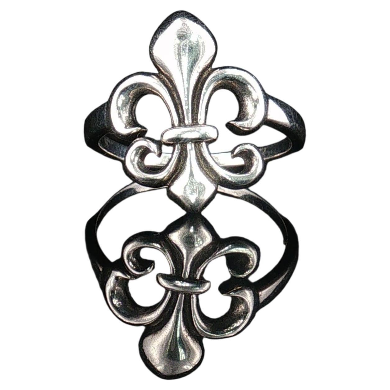 Sterlingsilber-Ring mit Fleur-de-Lis-Motiv, 925er, Größe 7,25 – Ring mit französischem Lilien-Symbol