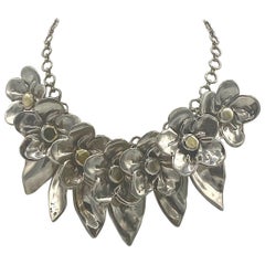 Vintage Sterling Silver Floral Charm Necklace by Bat-Ami