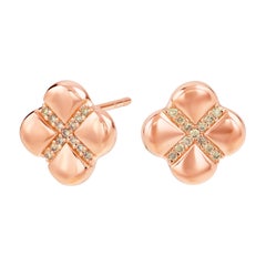 Sterling Silver Floral Design Featuring Fancy Brown Diamond Earrings