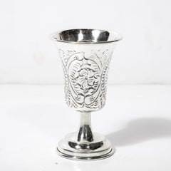 Sterling Silver Floral Detailed Kiddush Cup & Spiral Cartouche Stamped .925