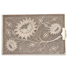 Étui à cartes en argent sterling filigrane à motifs floraux