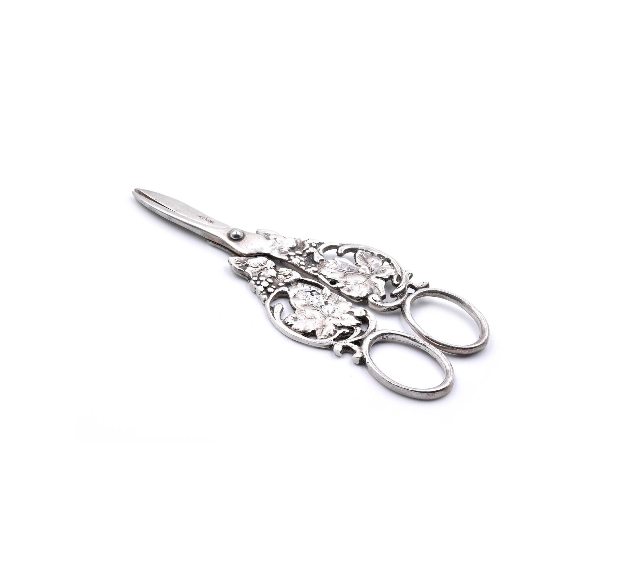 Women's or Men's Sterling Silver Floral Scissors For Sale