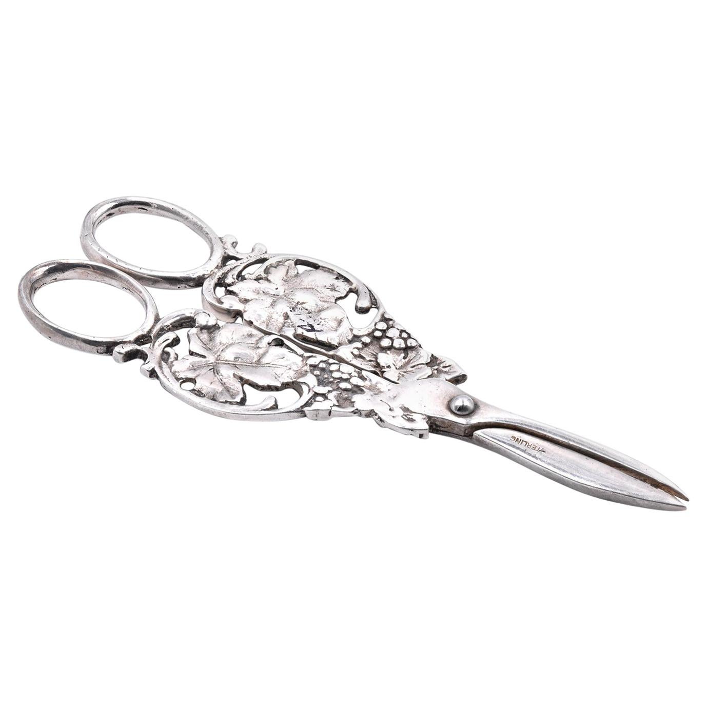 Sterling Silver Floral Scissors For Sale