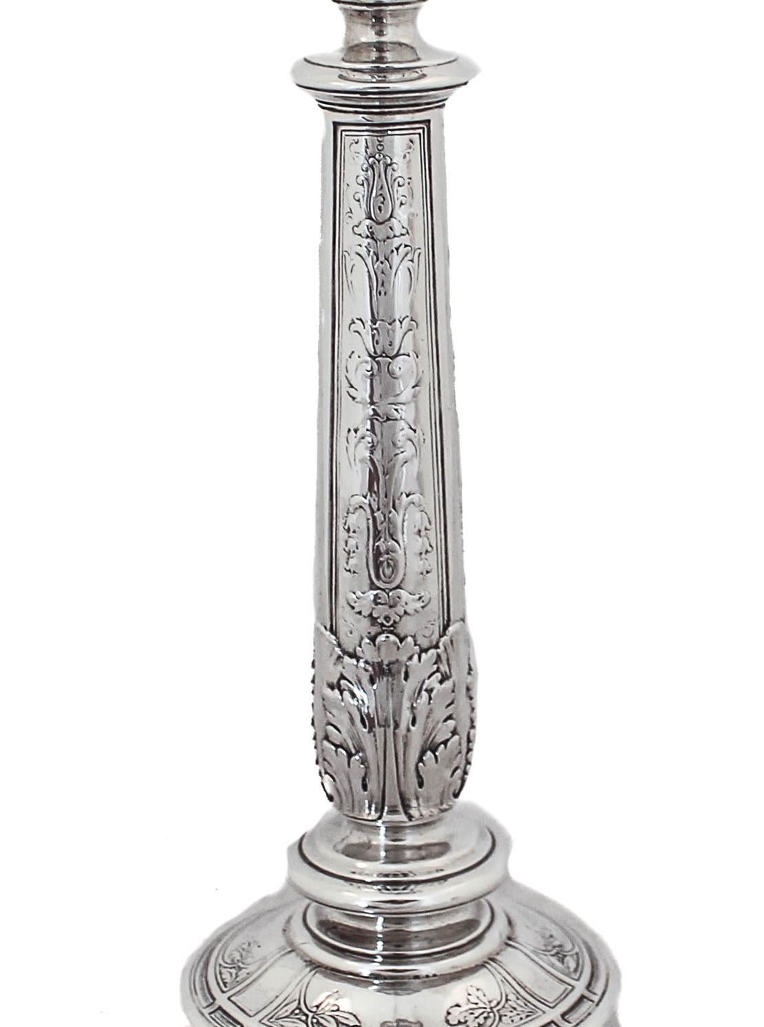 Sterling Silver “Florenz” Candlesticks  In Excellent Condition In Brooklyn, NY