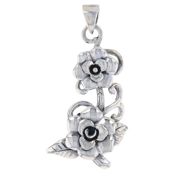 1 Pc Pave Diamond Flower Charm Pendant Rosecut Diamond 925 Silver ...