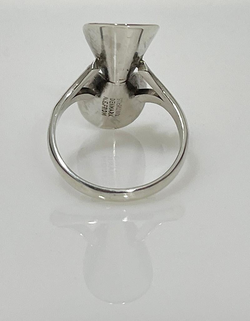 Danish Sterling silver flower ring by Niels Erik From, Denmark, Mid-20th C For Sale