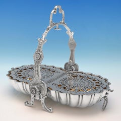 Possibly Unique Antique Sterling Silver Folding Biscuit Box by James Dixon, 1896