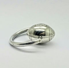 Sterling Silver Football Teething Ring Rattle
