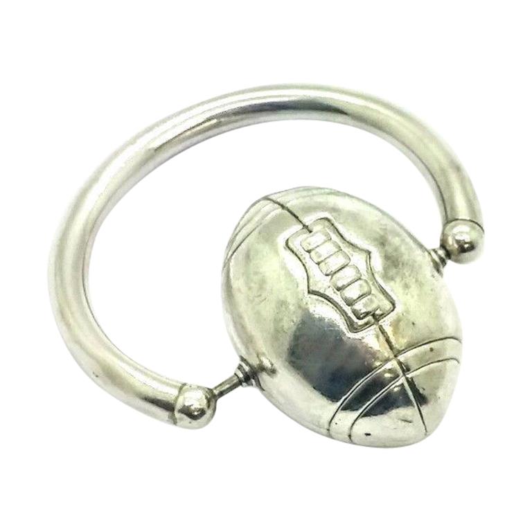 Sterling Silver Football Teething Ring Rattle