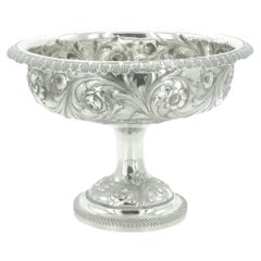 Bol con pie para centro de mesa de plata de ley