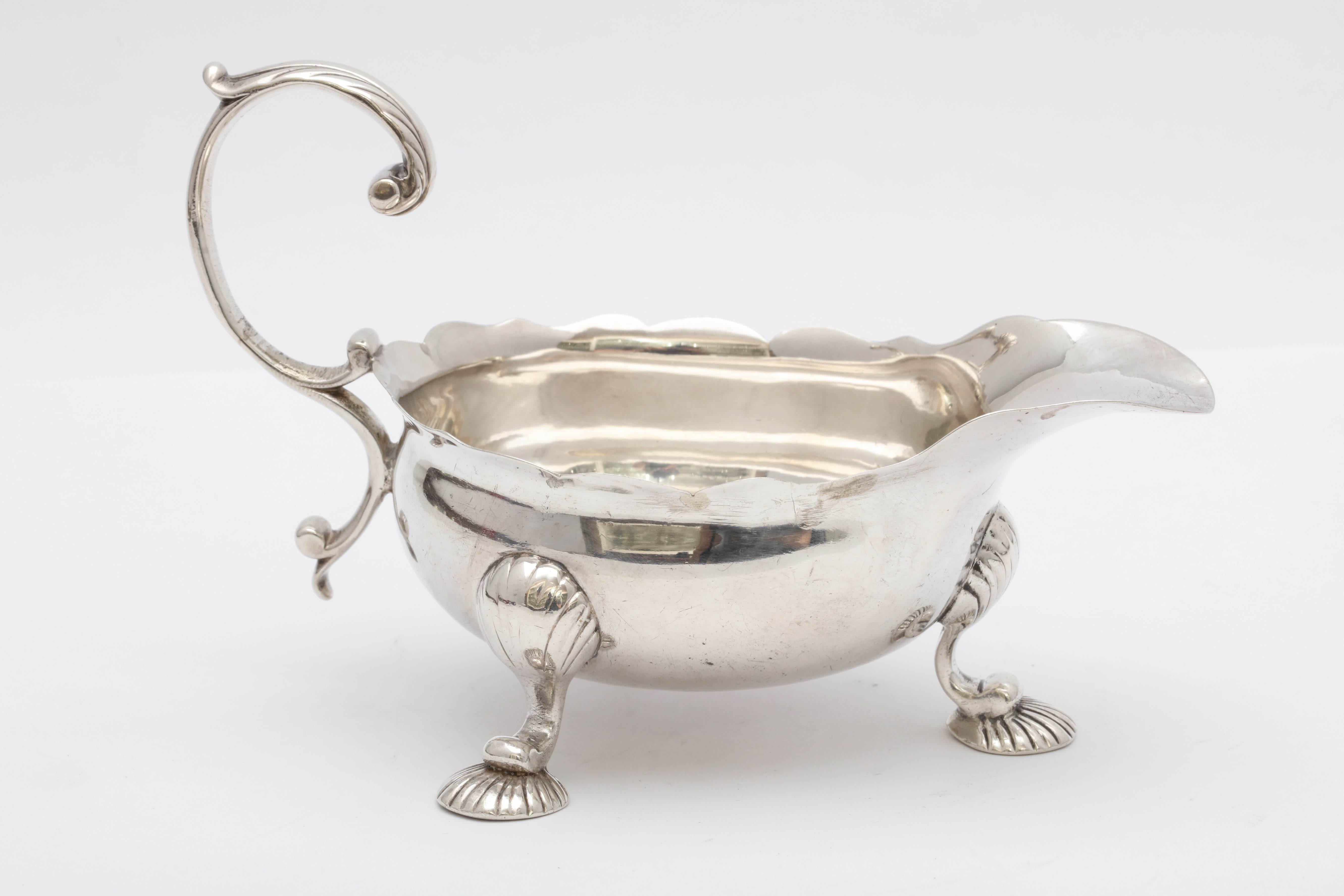 Mid-18th Century Sterling Silver Footed George II Sauce/Gravy Boat, 1753