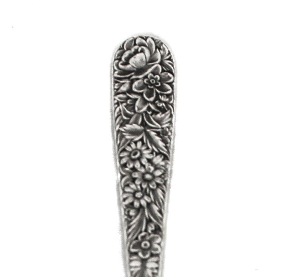Sterling Silver “Forget-Me-Not” Serving Spoon In Excellent Condition For Sale In Brooklyn, NY