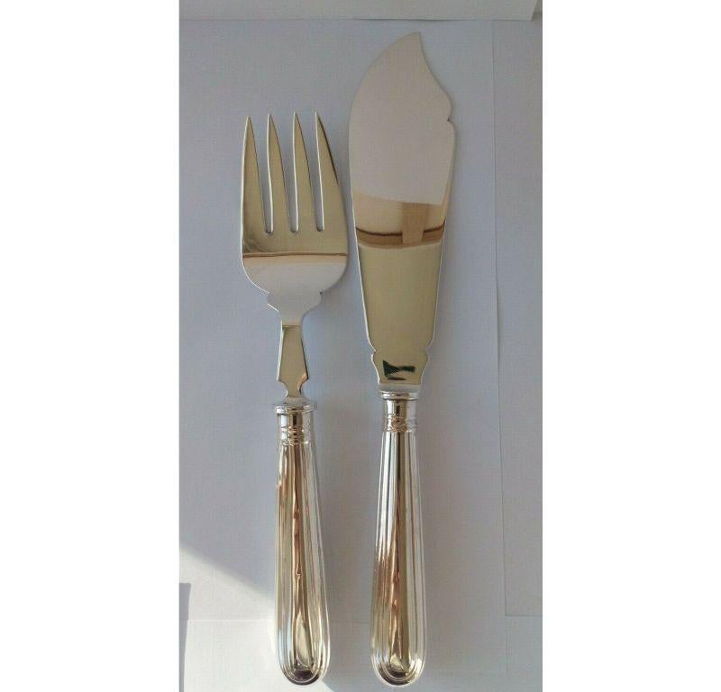 Women's or Men's Sterling Silver Fork and Knife Fish Servers by Garrard & Co, 1968-1971 For Sale