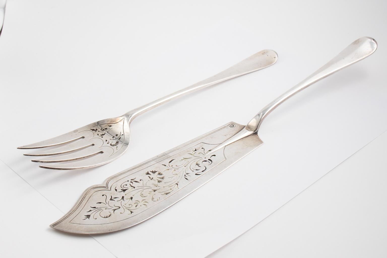 Sterling Silver Fork and Knife Set, circa 1896 In Good Condition In Stamford, CT