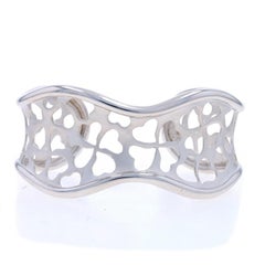 Sterling Silver Four-Leaf Clover Cuff Bracelet 6 3/4" - 925 Good Luck Shamrocks