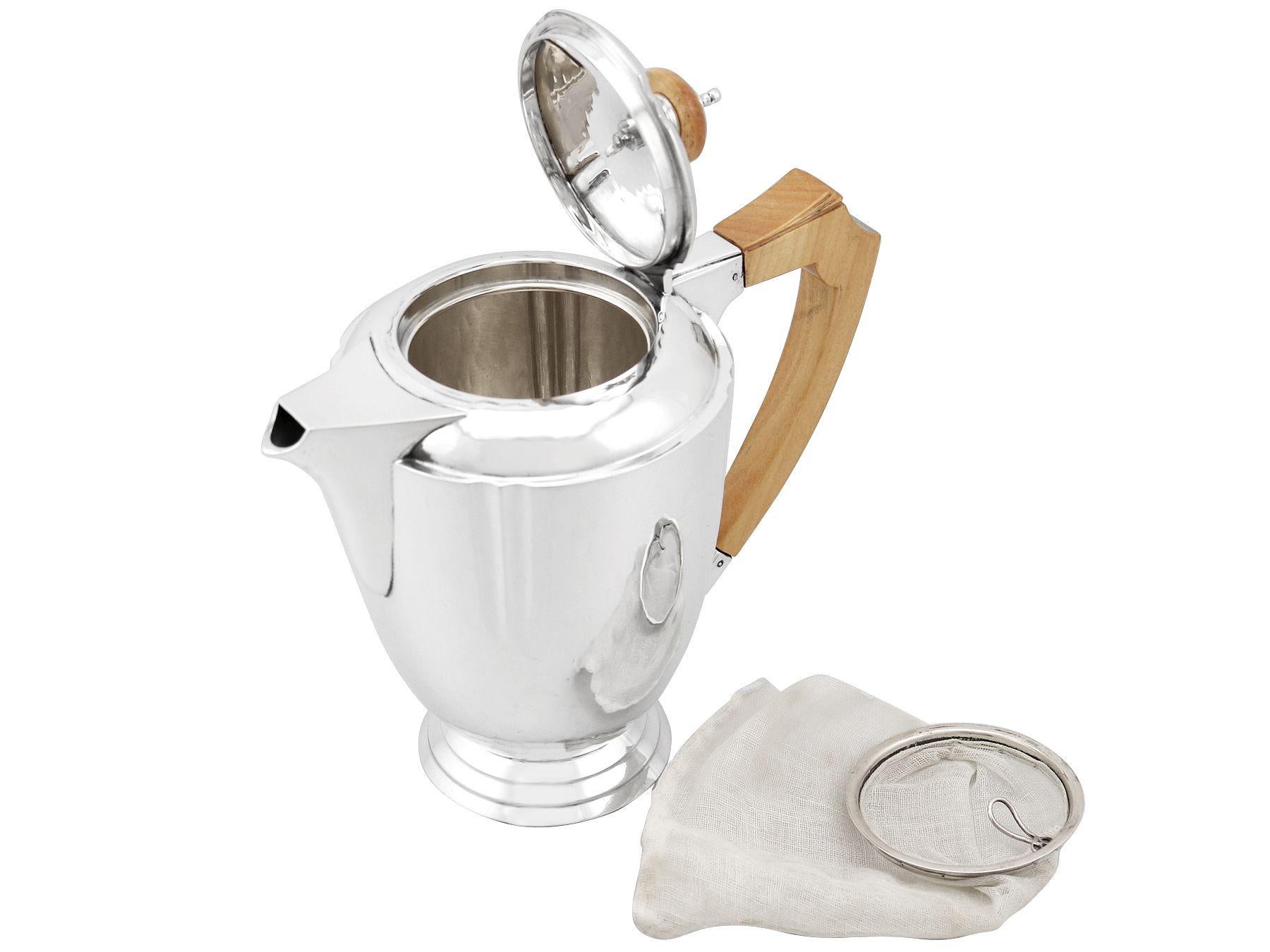 Sterling Silver Four-Piece Tea and Coffee Service with Tray 4