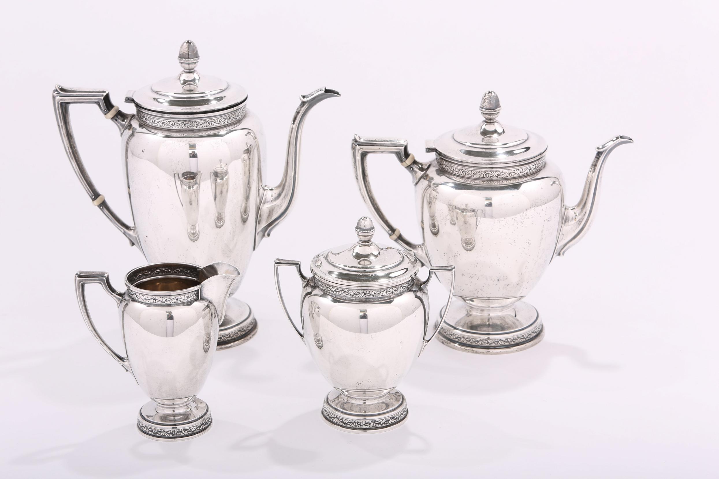 Sterling Silver Four Piece Tea / Coffee Service For Sale 4