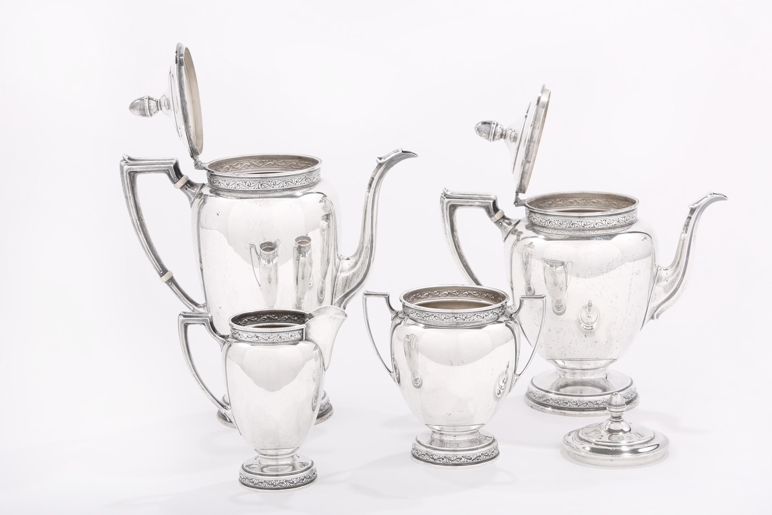 Sterling Silver Four Piece Tea / Coffee Service For Sale 2