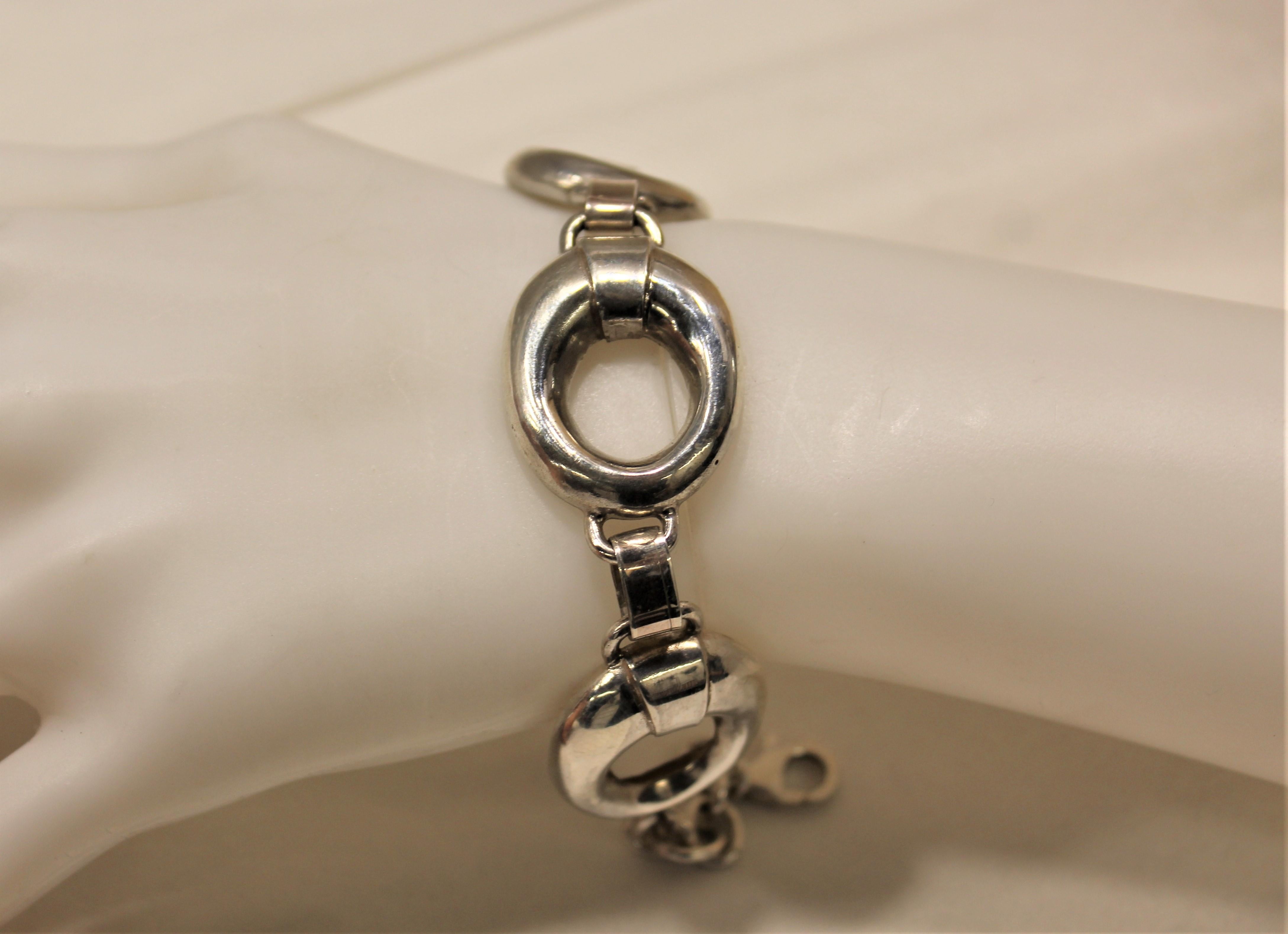 Artist Sterling Silver, Four Rings Chain Bracelet, Handmade, Italy For Sale