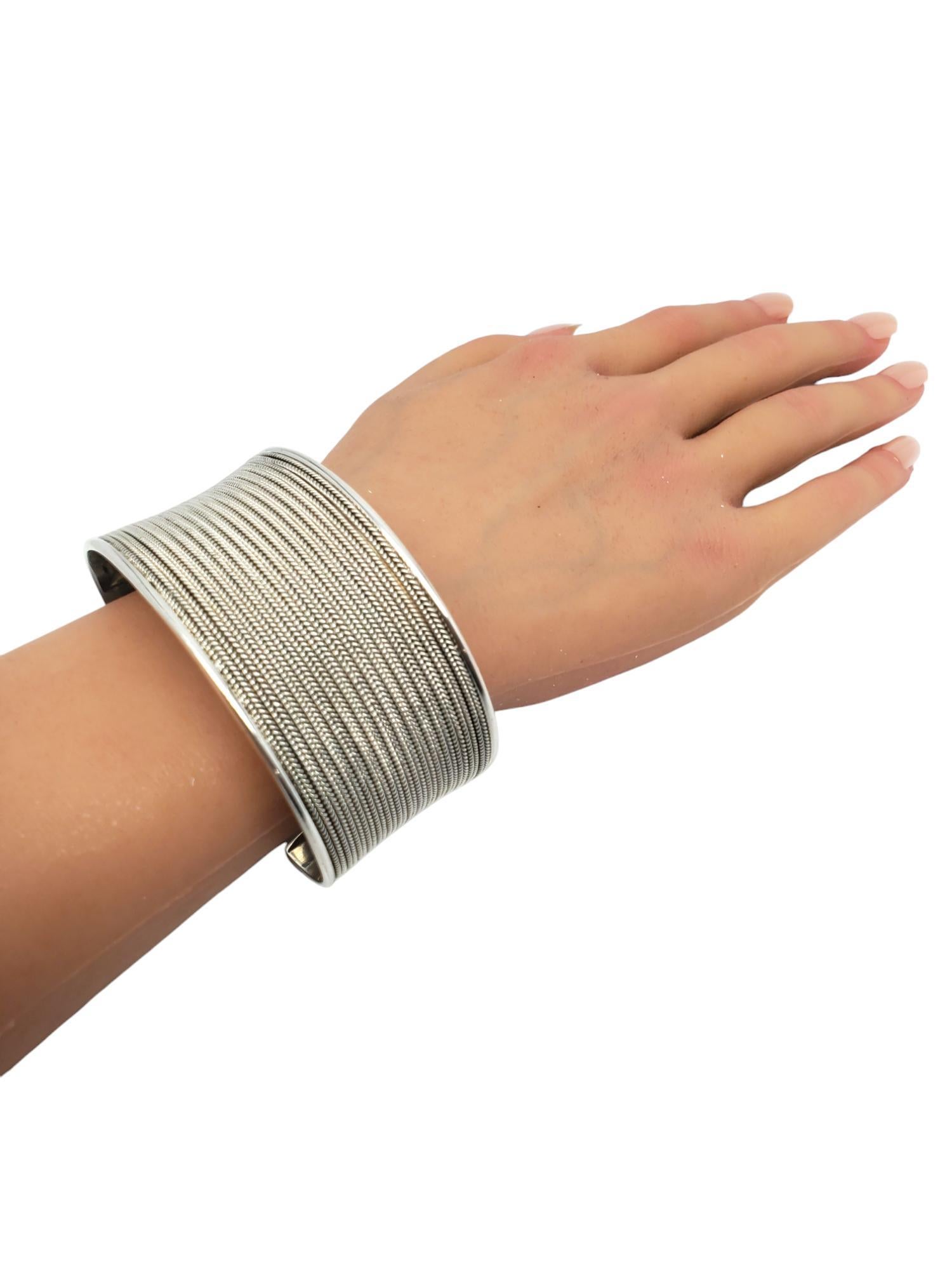 Sterling Silver Foxtail & Celtic Braid Wide Cuff Bracelet #20569 For Sale 6