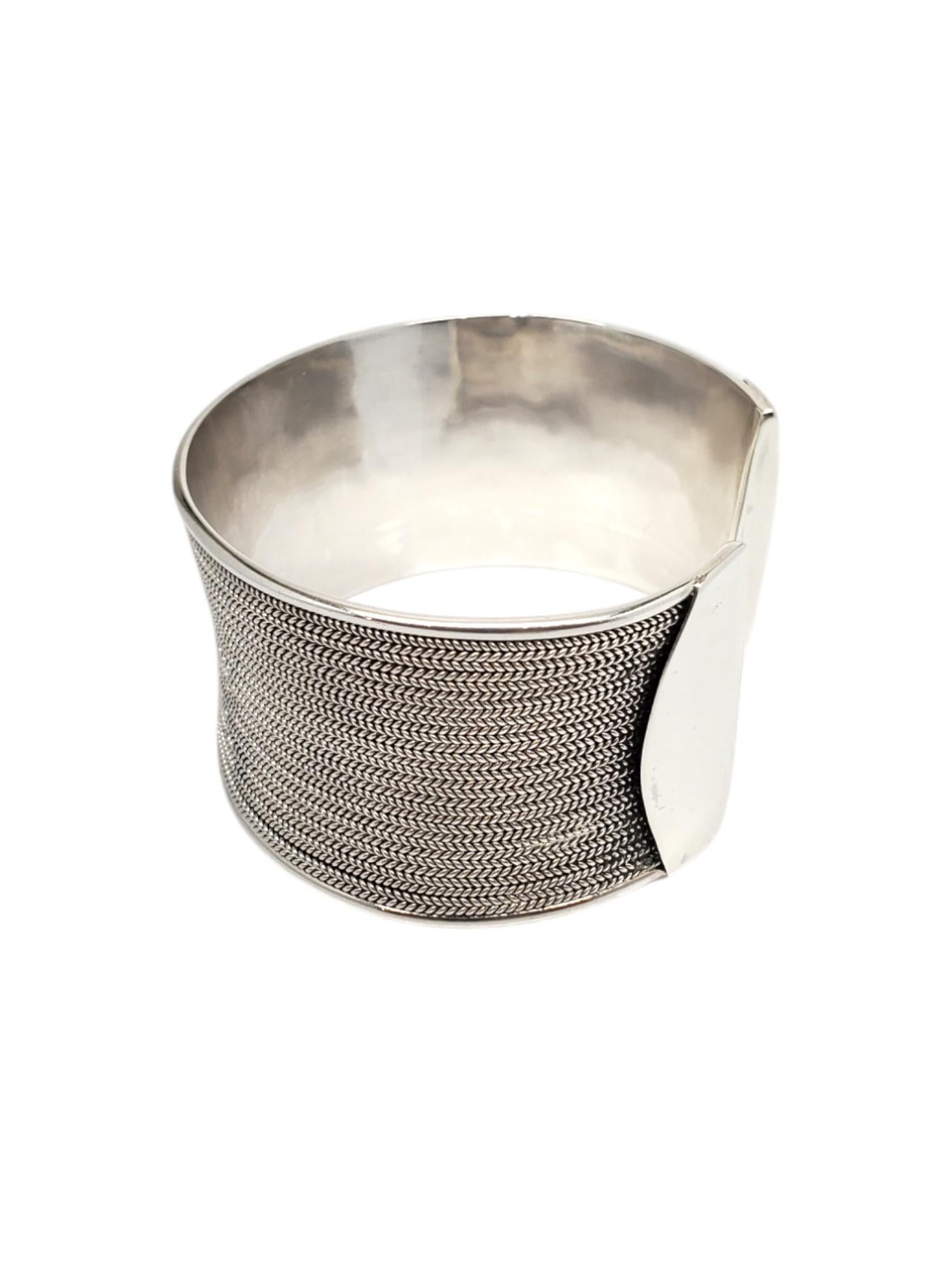 Women's Sterling Silver Foxtail & Celtic Braid Wide Cuff Bracelet #20569 For Sale