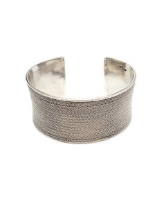 Sterling Silver Foxtail & Celtic Braid Wide Cuff Bracelet #20569