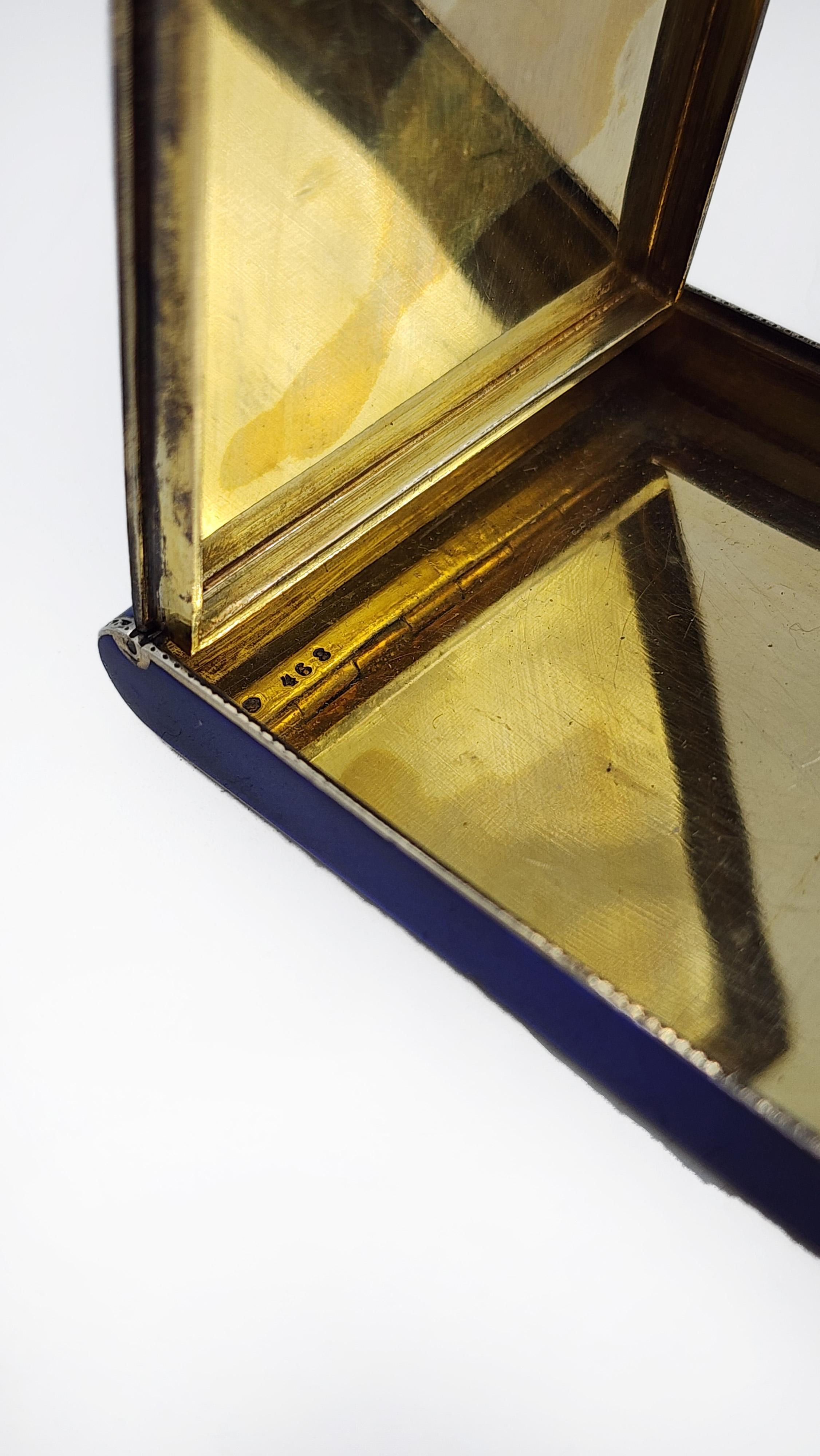 Art Nouveau Sterling Silver Frances box with enamel design For Sale