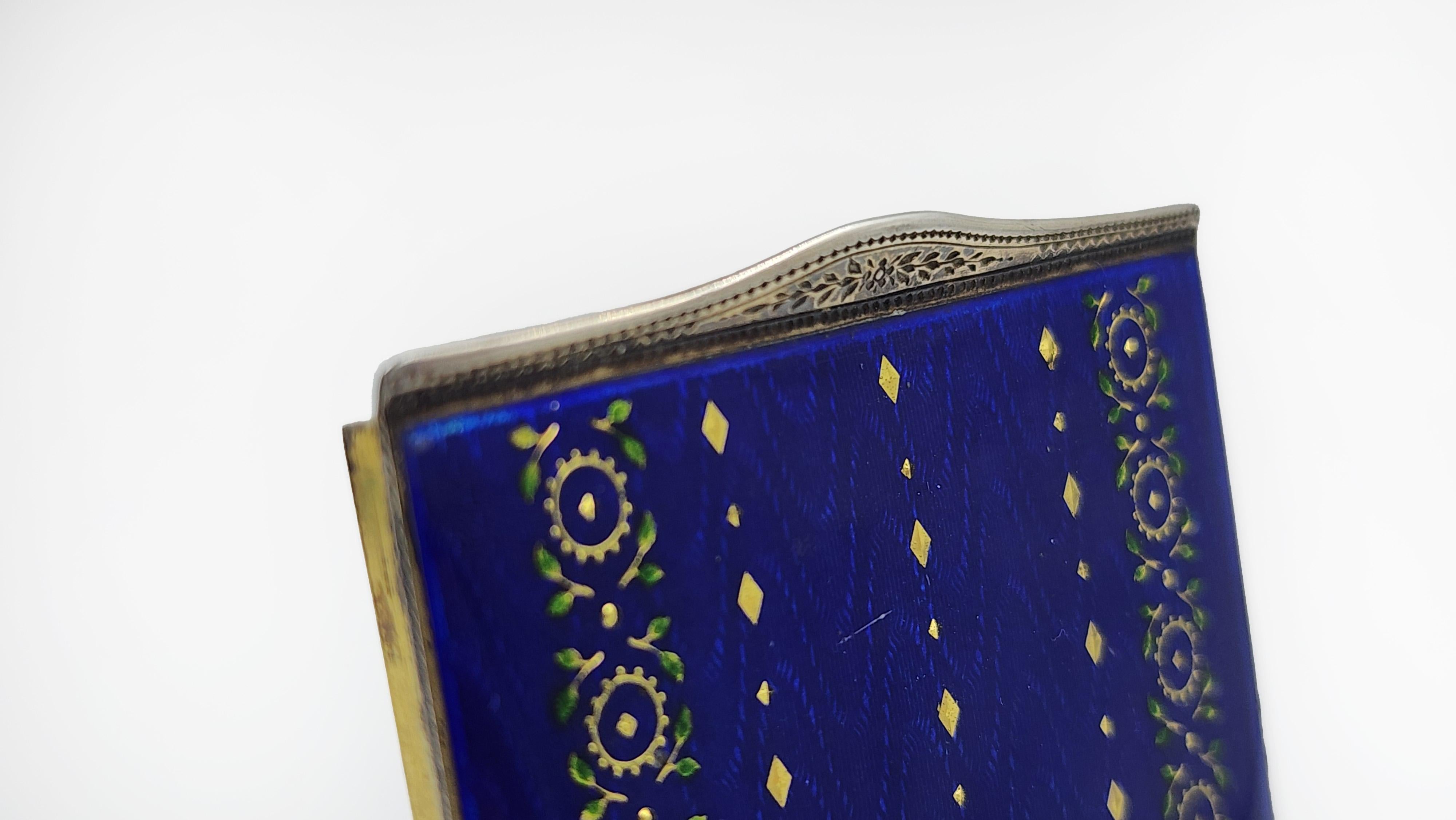 Hand-Crafted Sterling Silver Frances box with enamel design For Sale