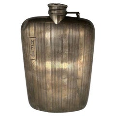 Antique Sterling Silver Free mason Prohibition Hip Flask by Elgin E.A.M.
