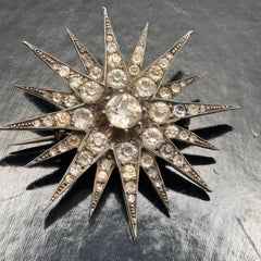 Sterling Silver French Paste Starburst Pin Brooch Victorian Jewelry
