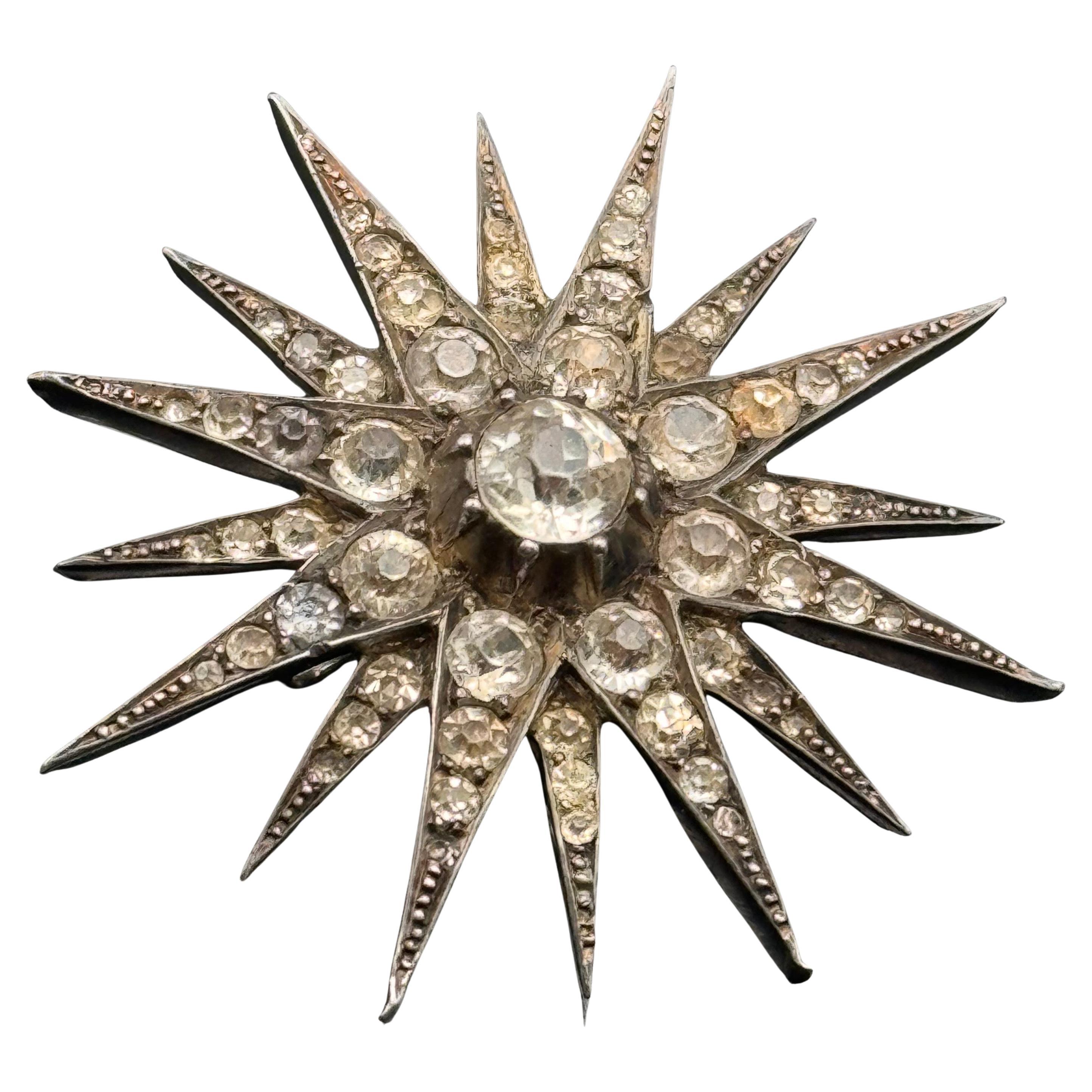 Sterling Silver French Paste Starburst Pin Brooch Victorian Jewelry