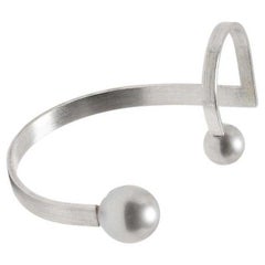 Sterling Silver Freshwater Pearls Open Line Ear cuff Earring