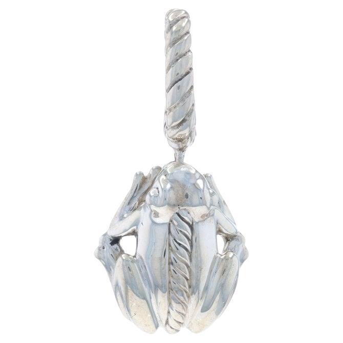 Sterling Silber Frosch Frosch Charm Enhancer Anhänger - 925 Amphibien