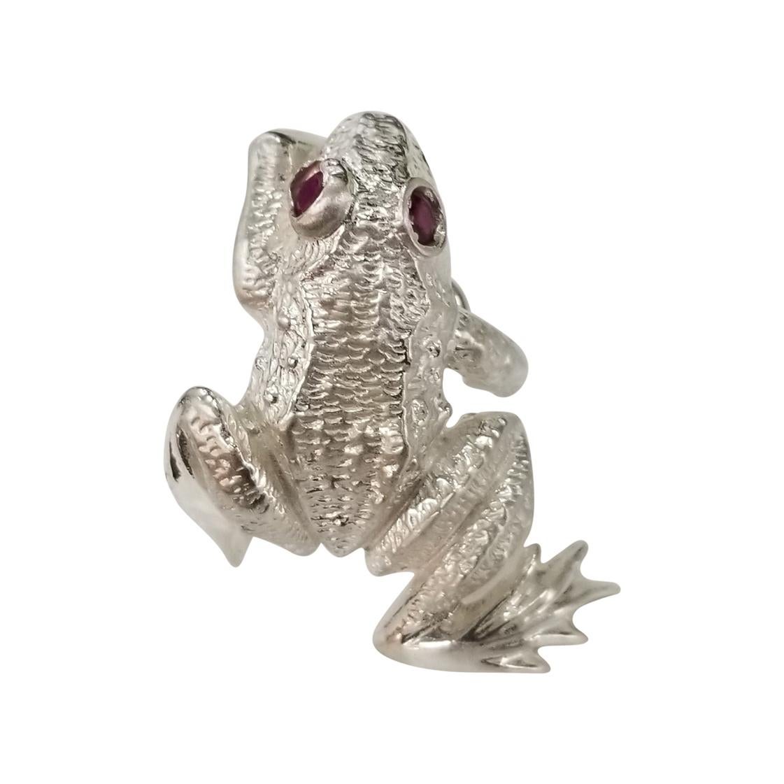Sterling Silver "Frog" Ring with a Ruby Eye