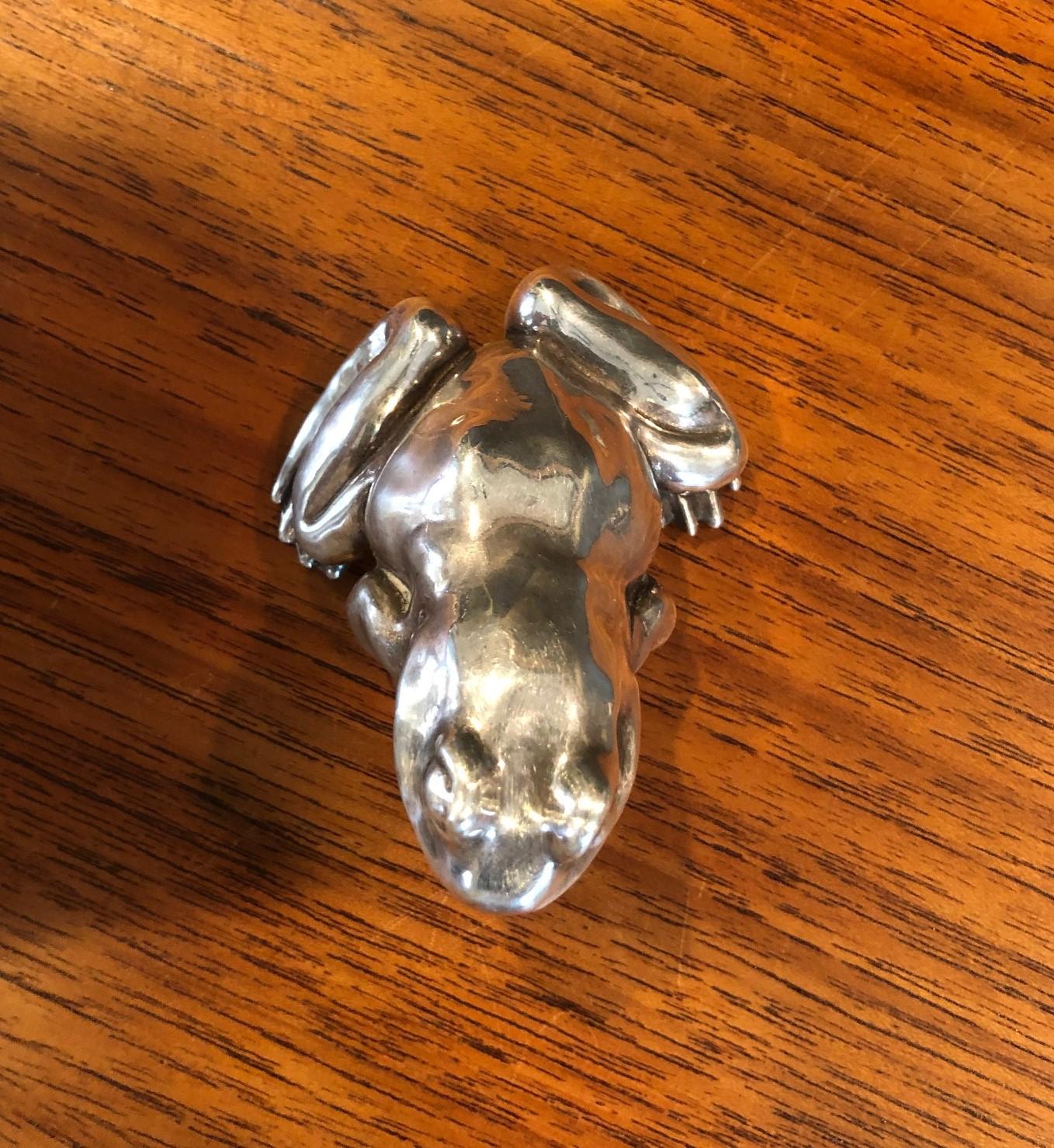 20th Century Sterling Silver Frog / Toad Sculpture
