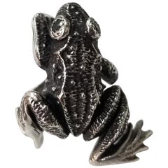 Sterling Silver Frog with Green Sapphire as Eyes Weighing .24pts