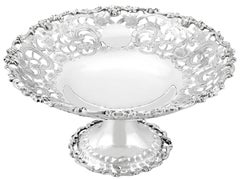Sterling Silver Fruit Tazza / Dish, Antique Edwardian