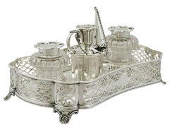 Sterling Silver Gallery Inkstand by William Hutton & Sons, Antique Victorian