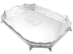 Sterling Silver Gallery Tea Tray - Antique Edwardian (1905)