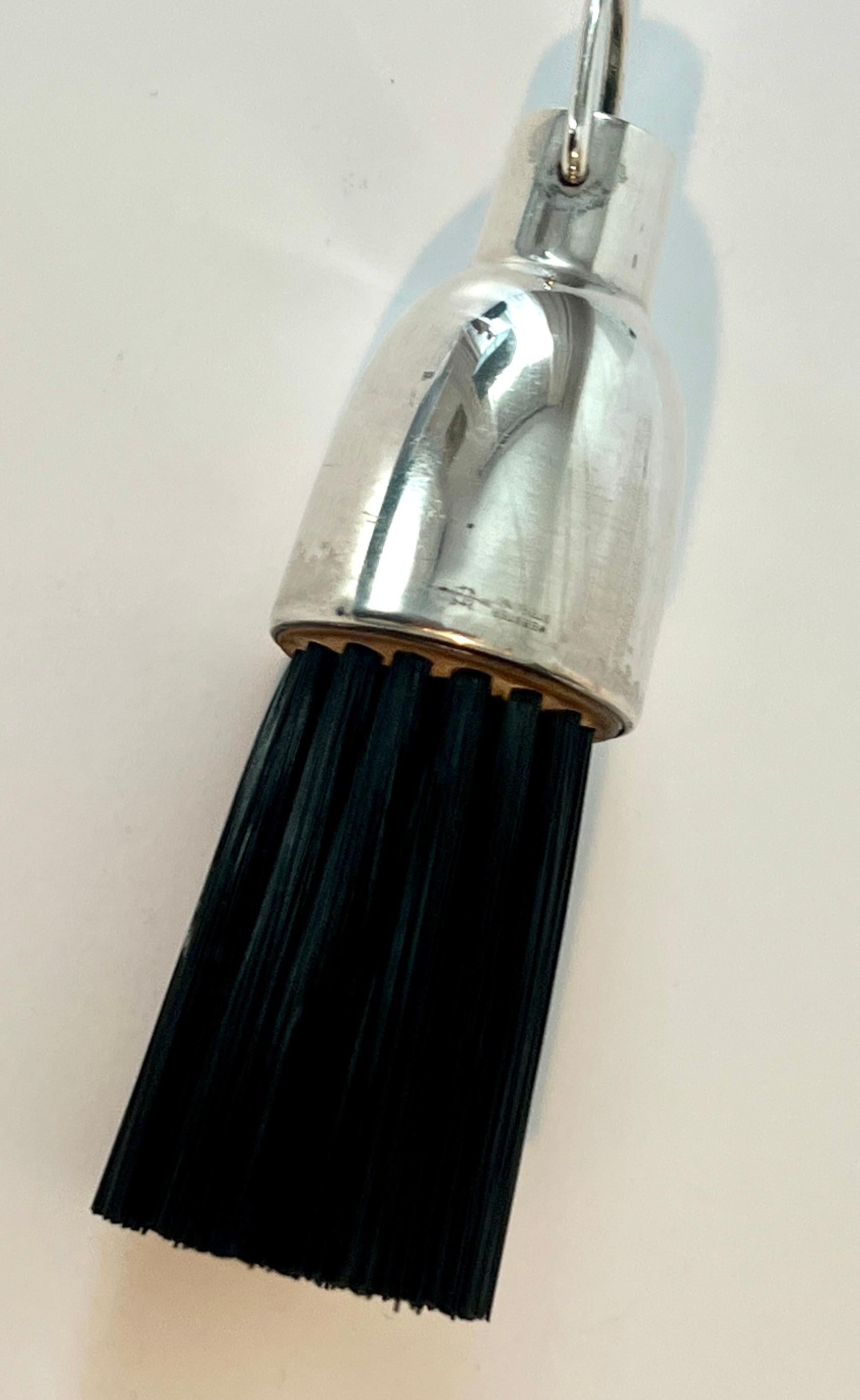 Mid-Century Modern Sterling Silver Garment Brush with Hanging Ring For Sale